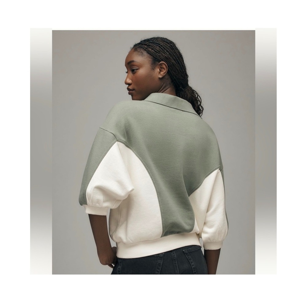 Women's NEW Pilcro Anthropologie Niki Bubble Sweatshirt Colorblock size Large - Picture 3 of 9